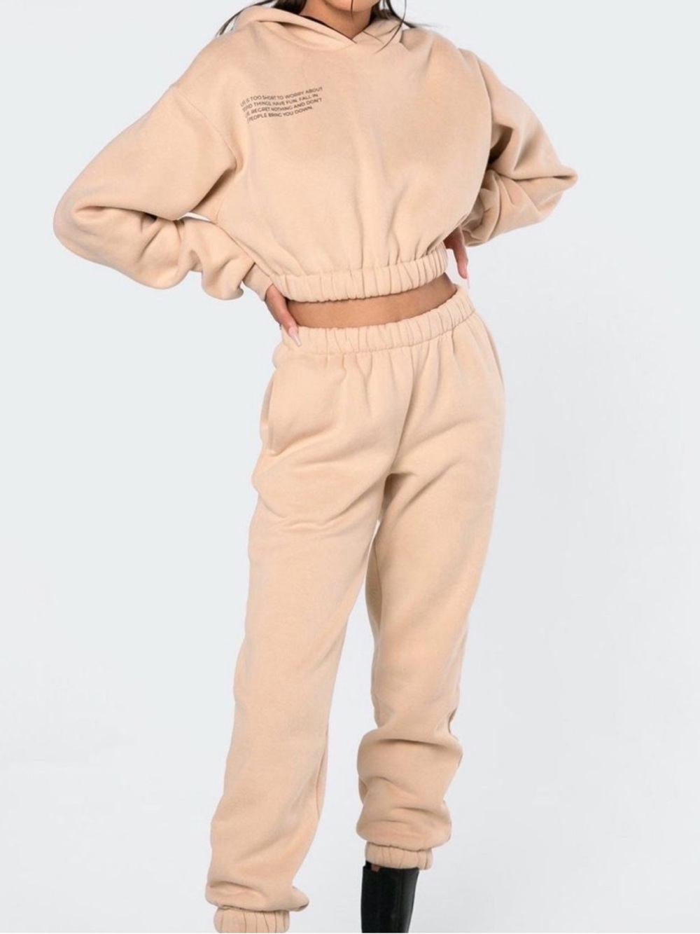 EDIKTED beige cuffed sweats